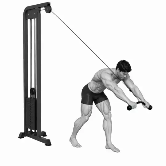 Kabeltou oorhoofse Triceps-verlenging-bewegingsdemonstrasie