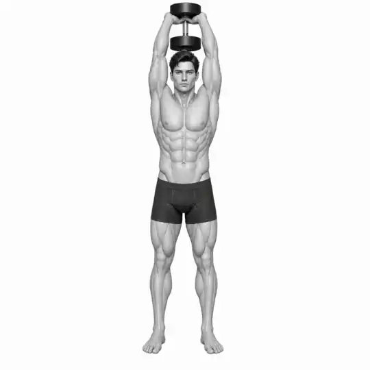 Dumbbell oorhoofse verlenging-bewegingsdemonstrasie