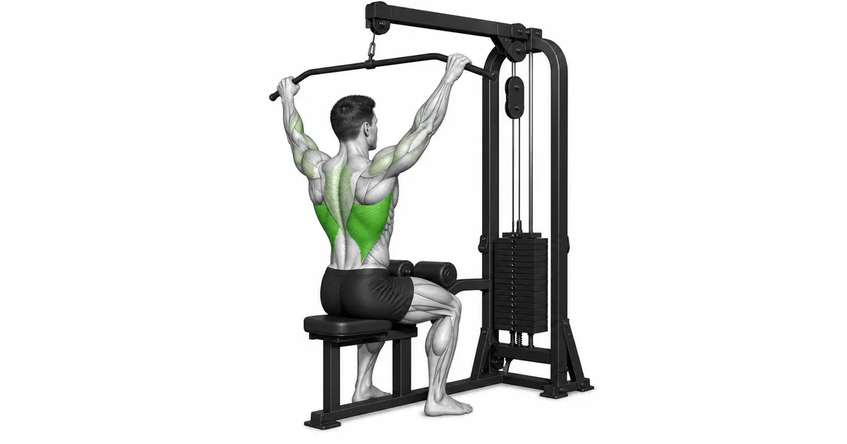 Pulldown atrás do pescoço — Posicionamento do assento e do peito