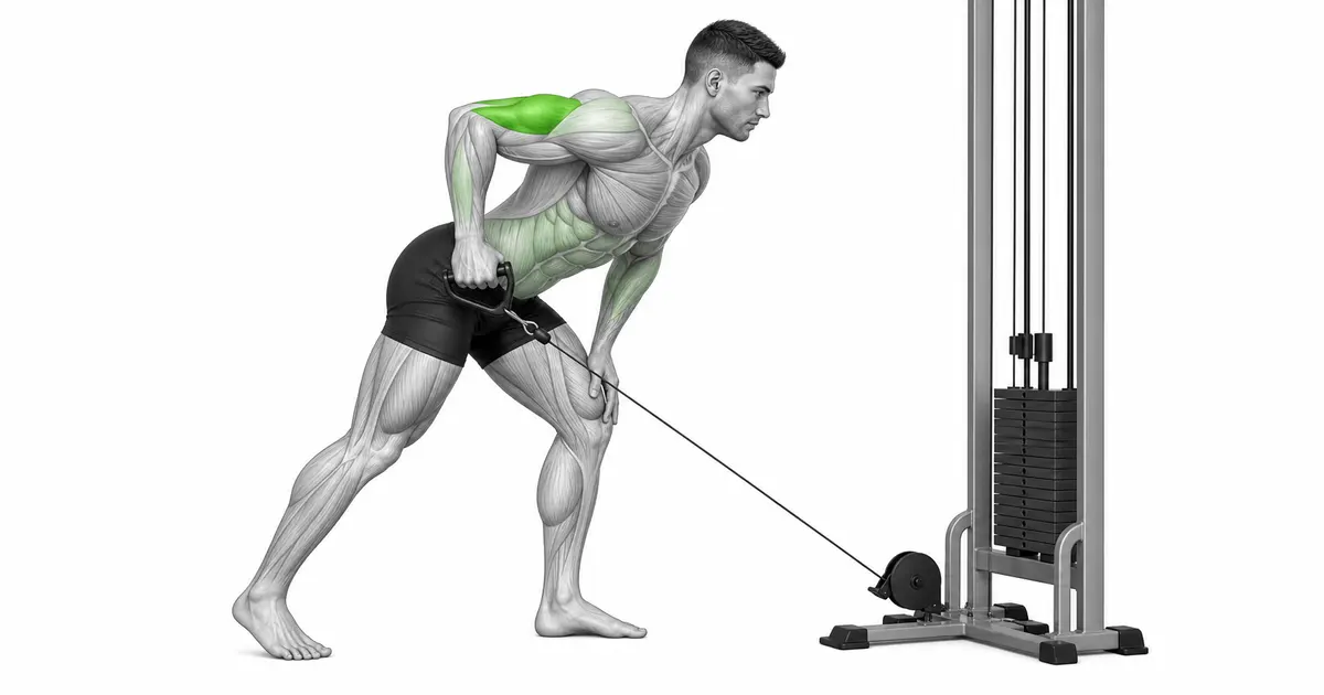 Cable Triceps Kickback — Atur mesin dan pilih pegangannya