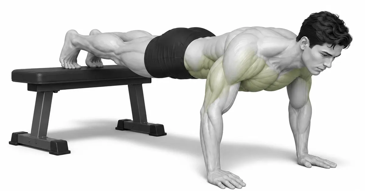 Decline push-up — As the bench gets higher, the movement becomes more like another pushup.