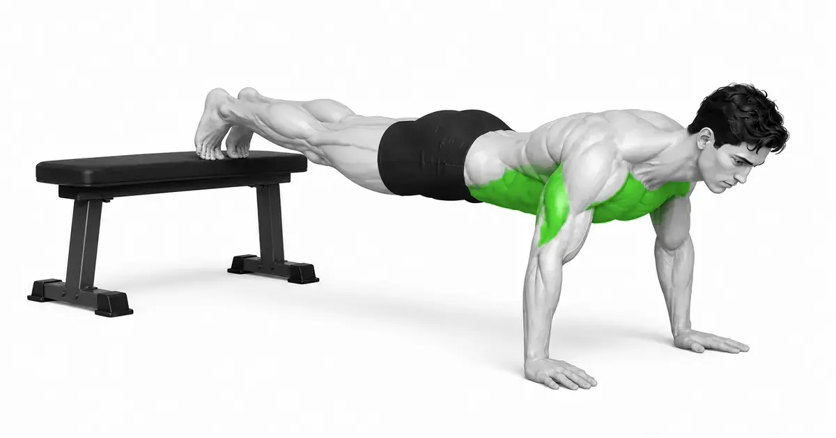 Decline push-up — Choose a low, stable bench