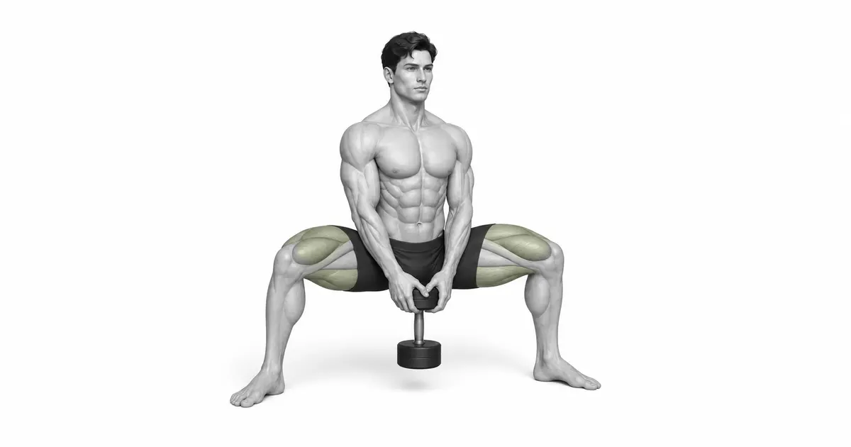 Dumbbell Sumo Squat — Do not change joint range even if there is insufficient space between dumbbells and the floor