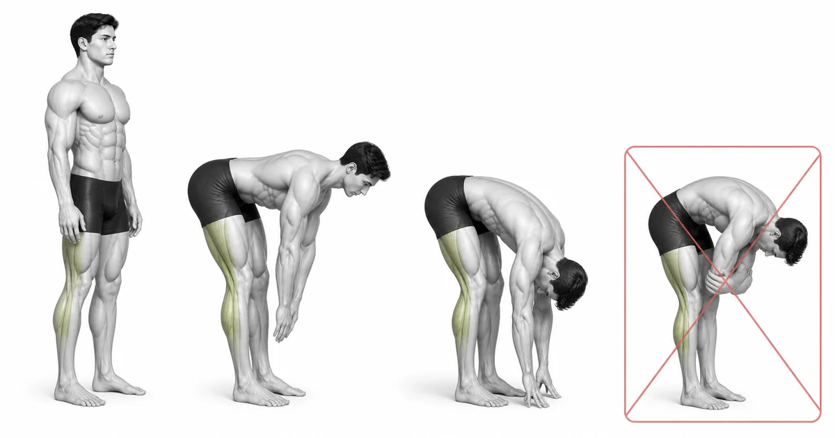 Forward Fold — Does not pull deeper with arm strength and recoil
