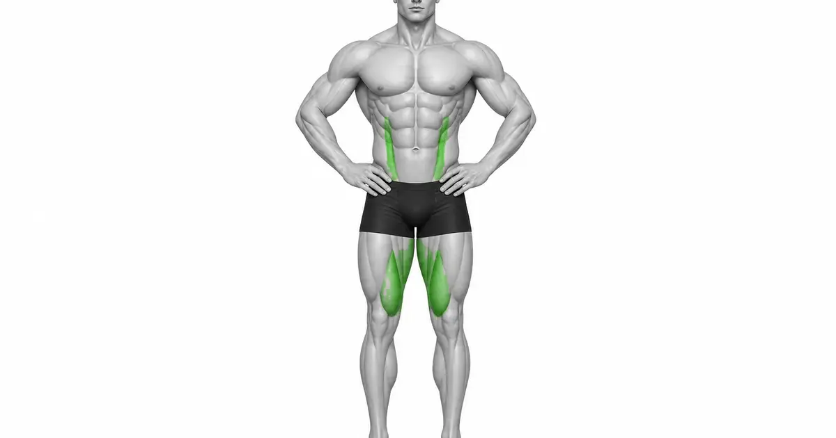 Standing on both feet with hands on hips, preparing for a forward fold