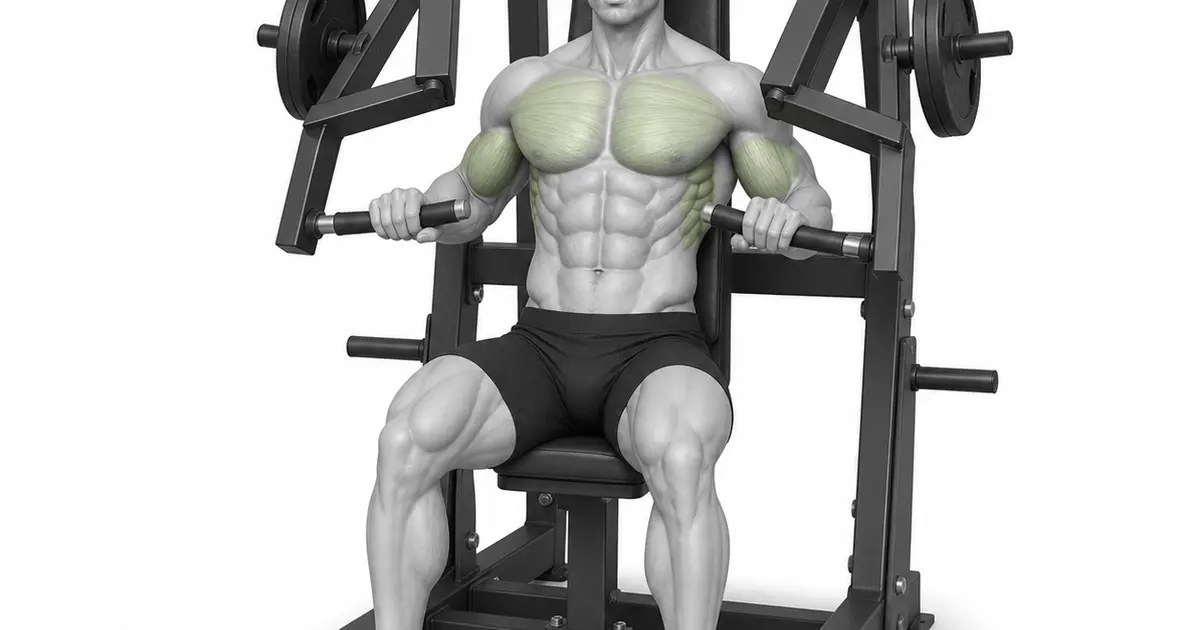 Lakas ng Hammer Chest Press — Sa halip na ikalat ang iyong mga siko, maghanap ng komportableng anggulo sa loob ng orbit ng lever.