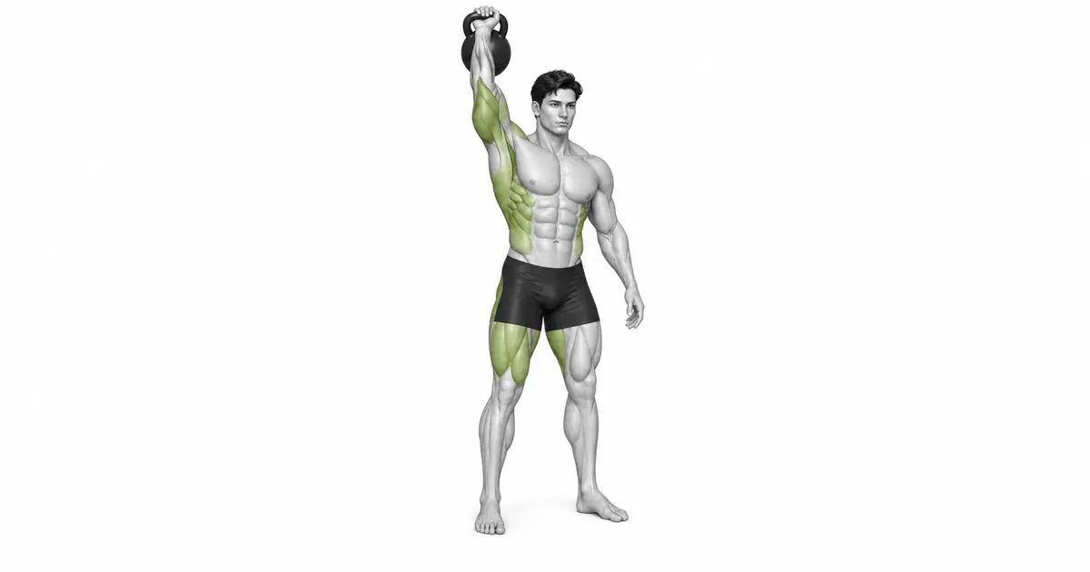 Arranco de Kettlebell — Em vez de cruzar o sino nas costas da mão, estenda a mão para cima na alça.