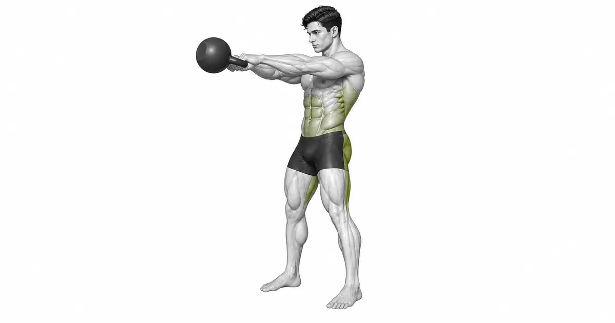 Ayunan Kettlebell — Lonceng berakselerasi dari engsel pinggul yang terlipat ke belakang, bukan jongkok yang duduk