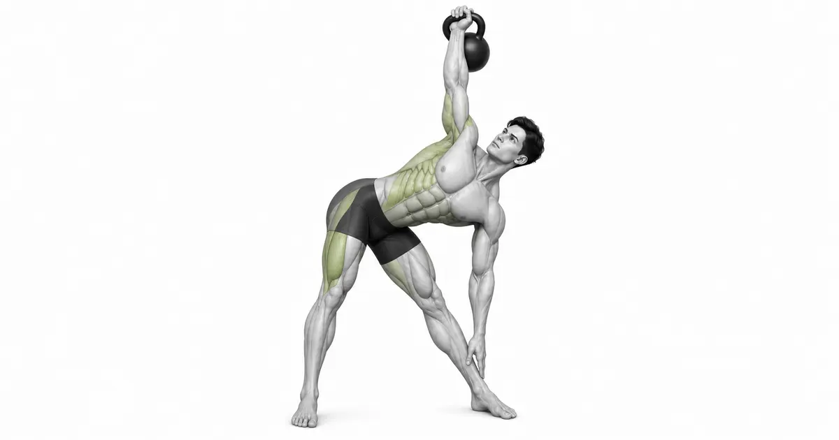 Kettlebell Windmill — Instead of bending down, move your pelvis away from your arm to create space.