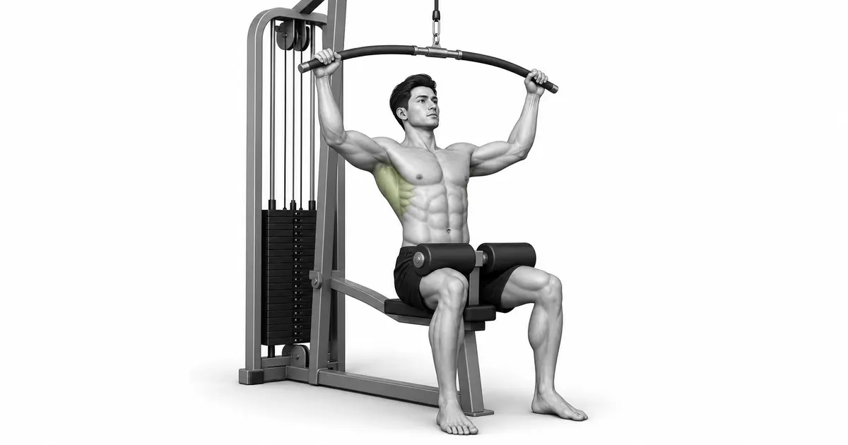 Lat pulldown — Siguraduhin na ang iyong mga thigh pad ay matatag upang maaari mong ibaba ang bar sa halip na ibaba ang iyong katawan.