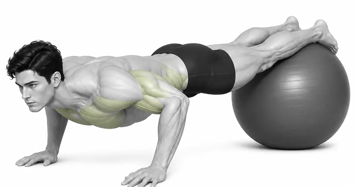 Posilovací míč push-up — I když je vaše spodní část těla nestabilní, základní shybová dráha vašich zápěstí a loktů se nemění.