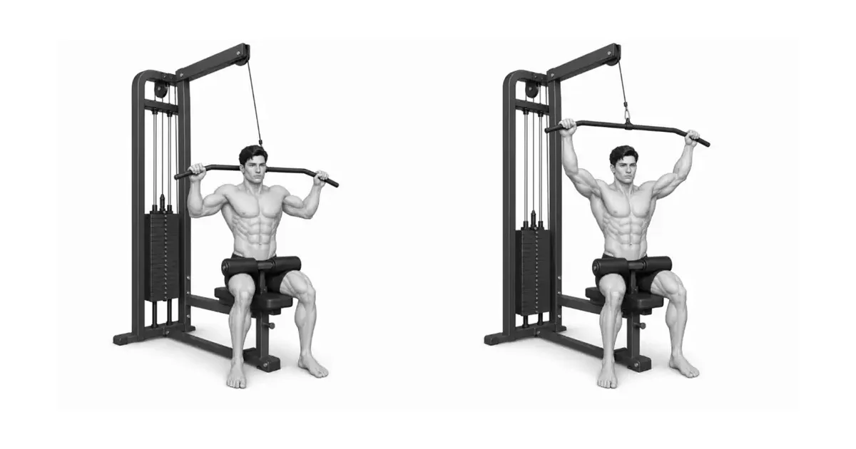 Pulldown atrás do pescoço — Escolha uma faixa e uma carga que mantenham o Pulldown Atrás do Pescoço repetível