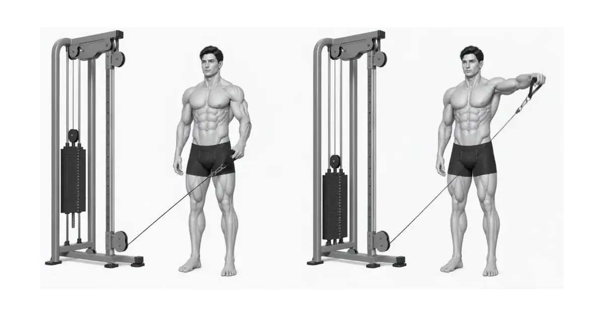 Kenaikan Lateral Kabel — Pilih rentang dan beban yang membuat Cable Lateral Raise dapat diulang
