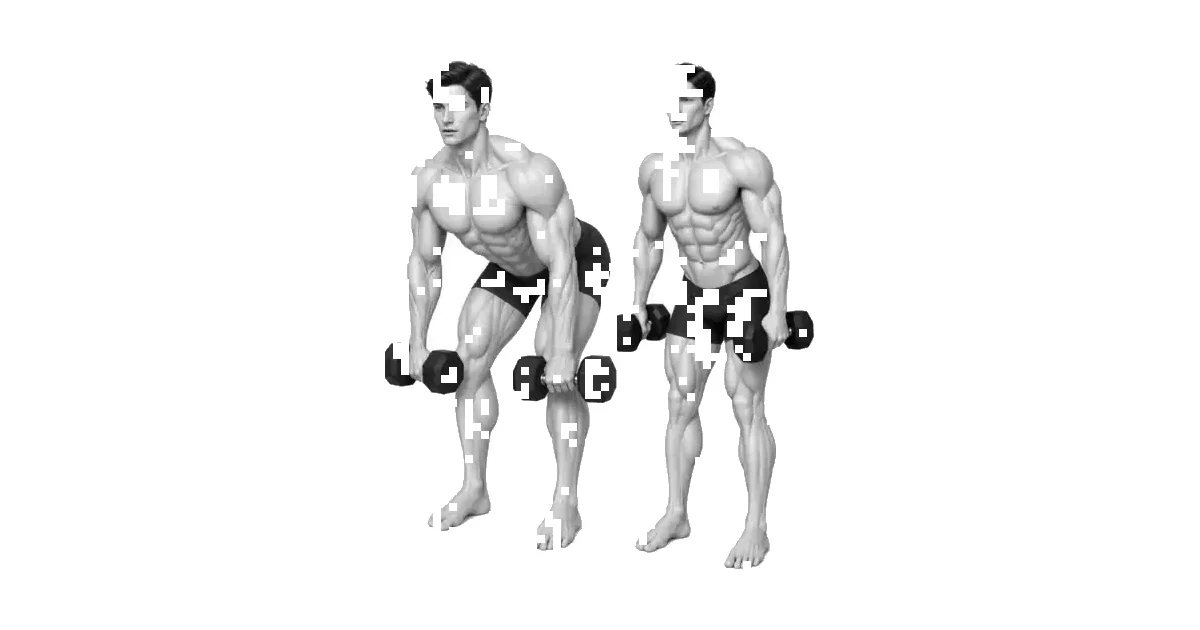Dumbbell Deadlift — Bisagra ang balakang at panatilihing malapit ang mga dumbbell sa labas ng mga binti sa buong pag-angat.