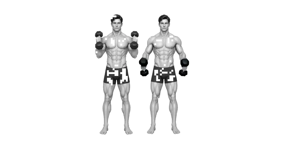 Hammer Curl — Maintain a neutral wrist and keep the elbows fixed as the dumbbells travel beside the torso.