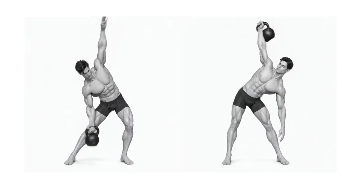 Kettlebell Windmill — Kettlebells should be stacked vertically above the shoulder joints