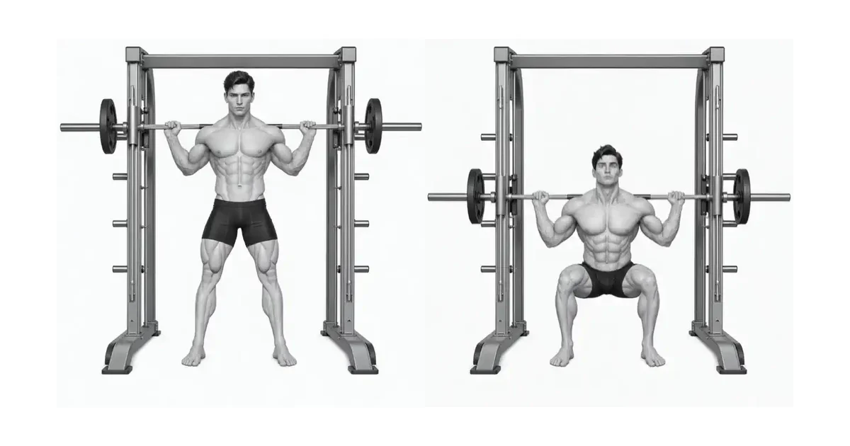 Smith Machine Squat — Voetposisie moet ooreenstem met die spoorlyn en individuele liggaamstipe