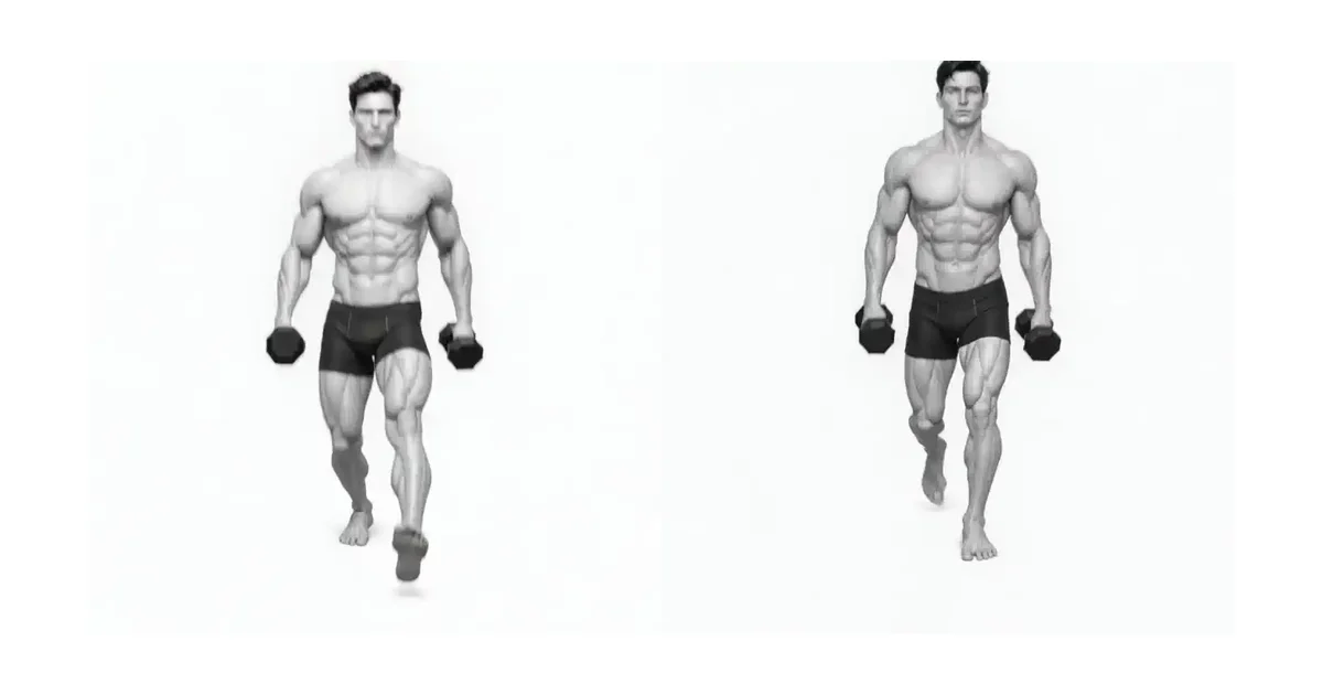 Walking Lunge — قبل از برداشتن قدم بعدی تعادل خود را روی پای جلویی خود کنترل کنید
