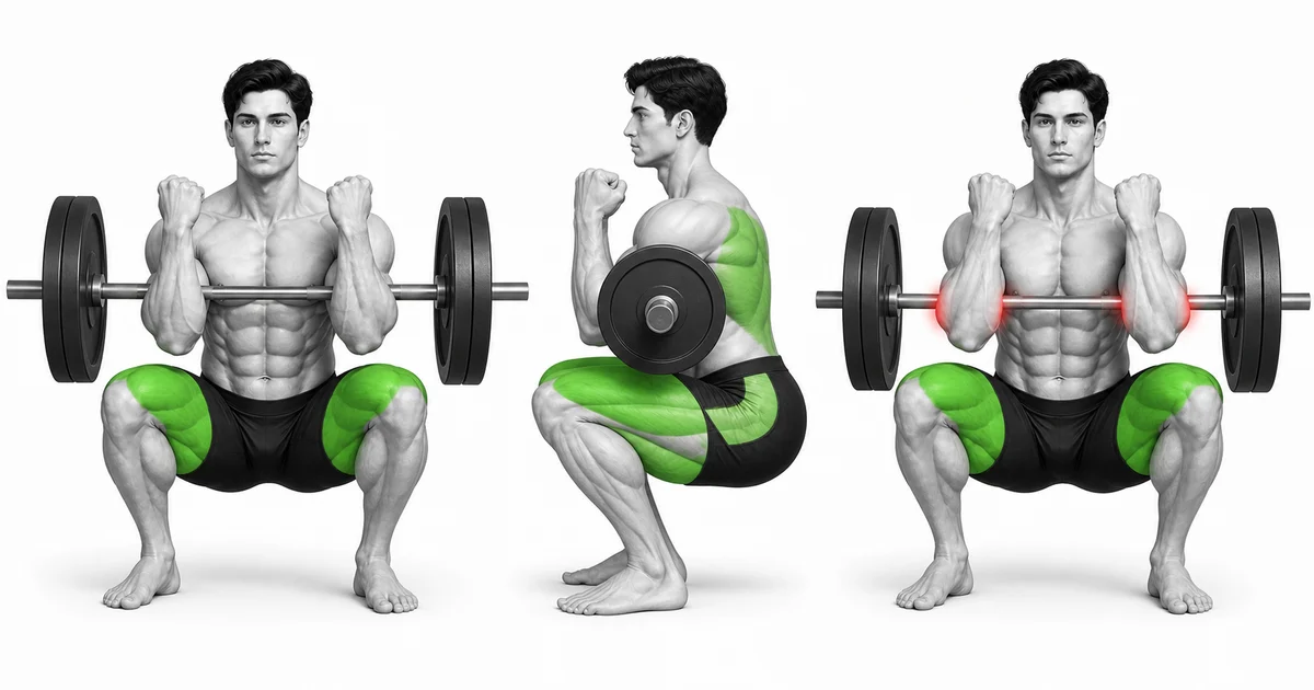 Zercher Squat — Tyč se nezvedá bicepsem, ale spočívá na poličce uvnitř loktů