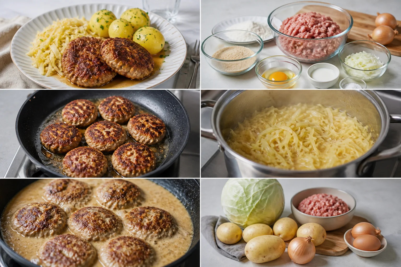 Færdig lettere hjemmelavet Frikadeller med kartofler