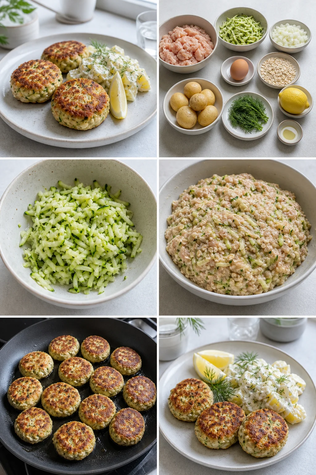 Færdig lettere hjemmelavet Kyllingefrikadeller på et dansk middagsbord