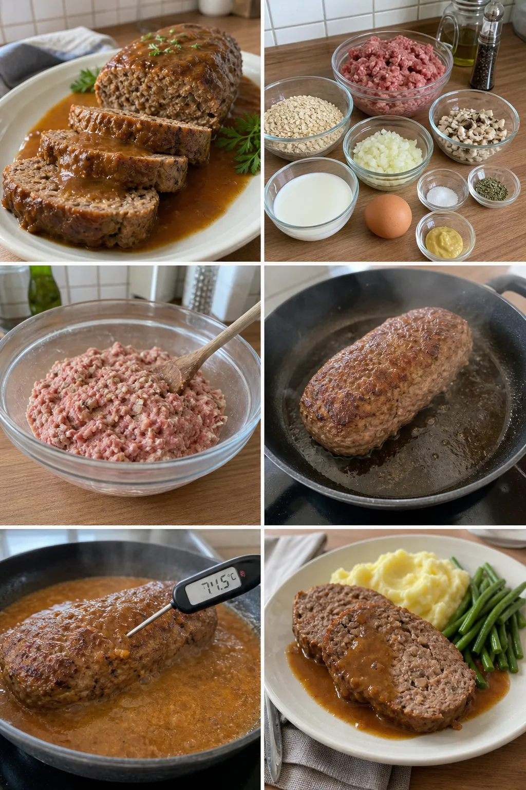 Fertiges leichteres Hackbraten aus der deutschen Alltagsküche