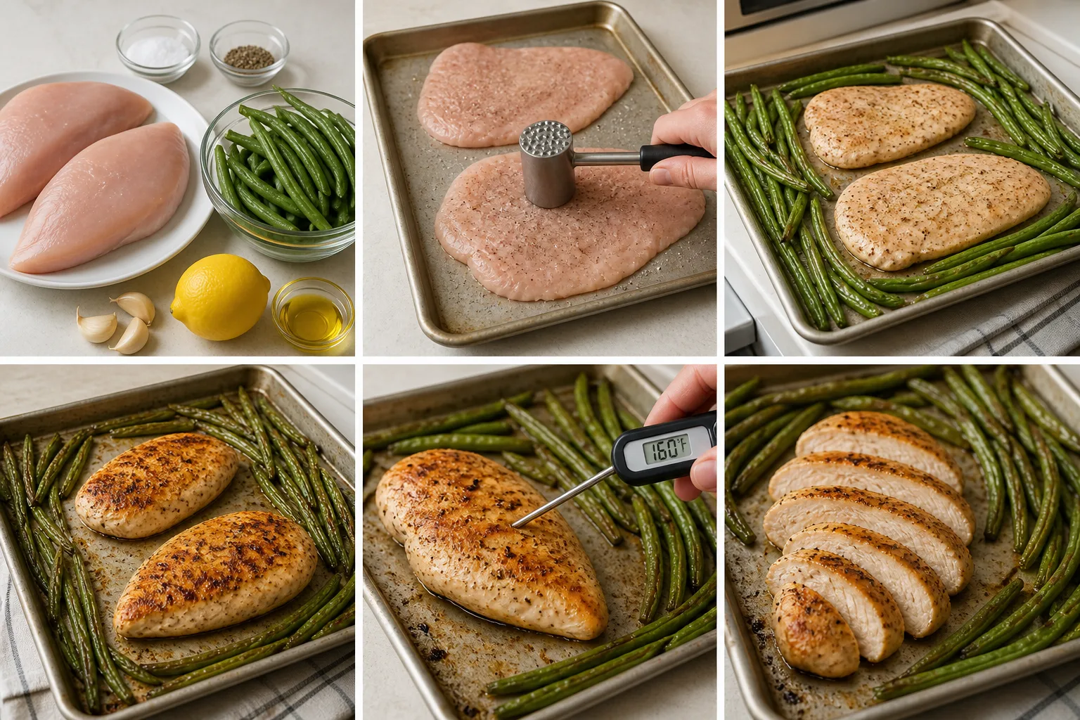 Evenly sliced herb baked chicken breast with browned edges and visible juices