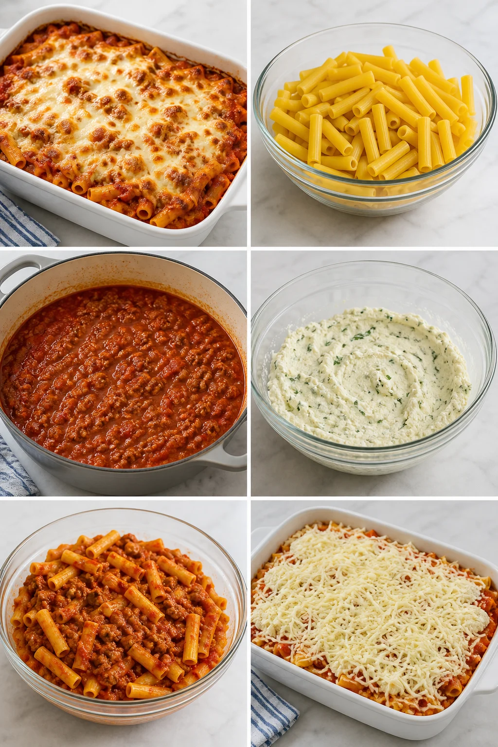 Finished lighter home-cooked Baked Ziti