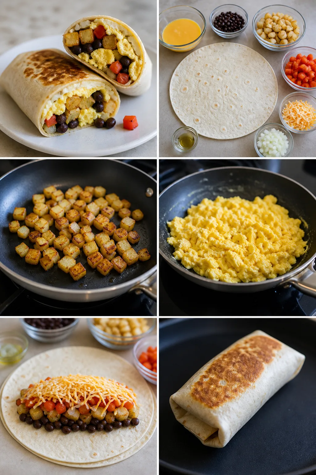Finished lighter home-cooked Breakfast Burrito