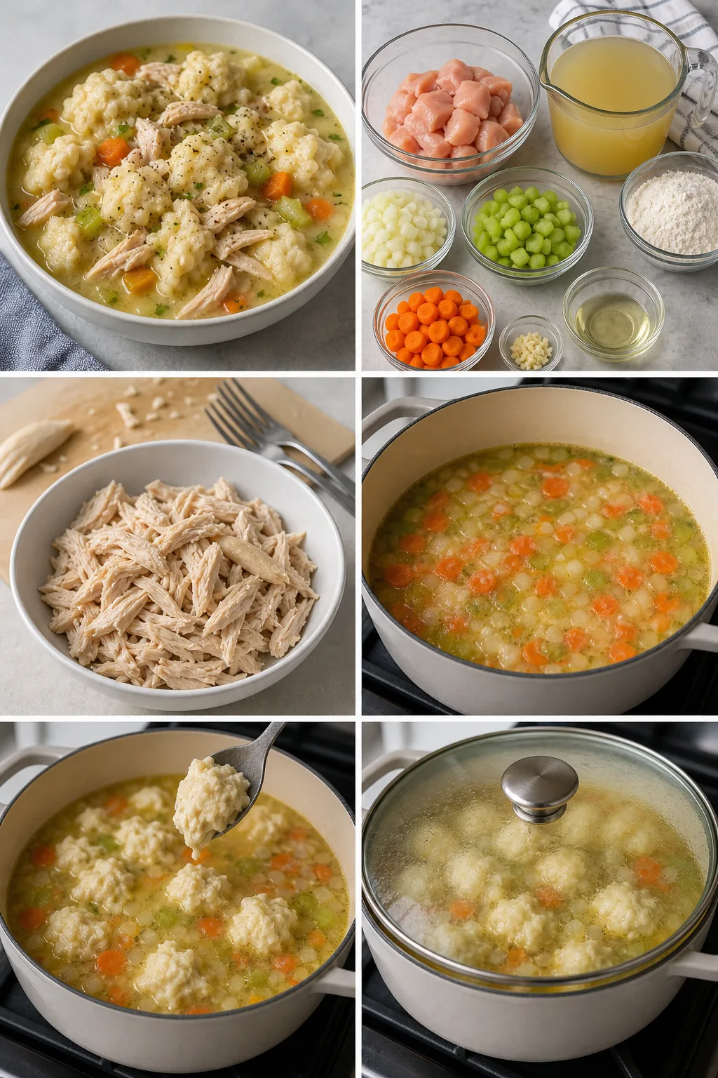 Finished lighter home-cooked Chicken and Dumplings