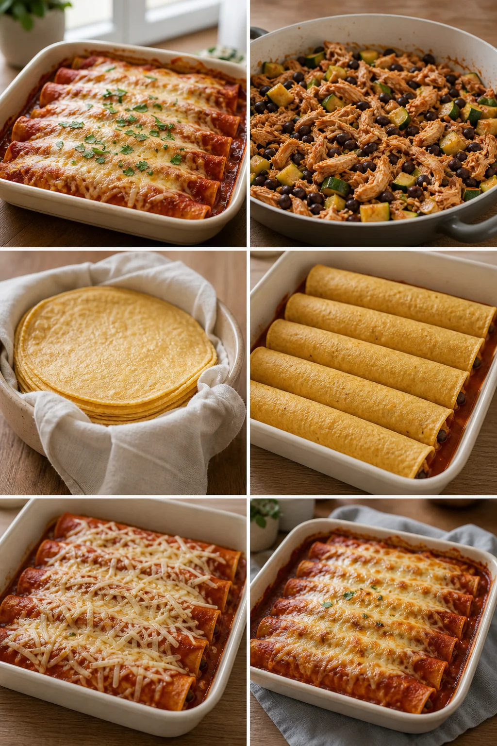 Finished lighter home-cooked Chicken Enchiladas