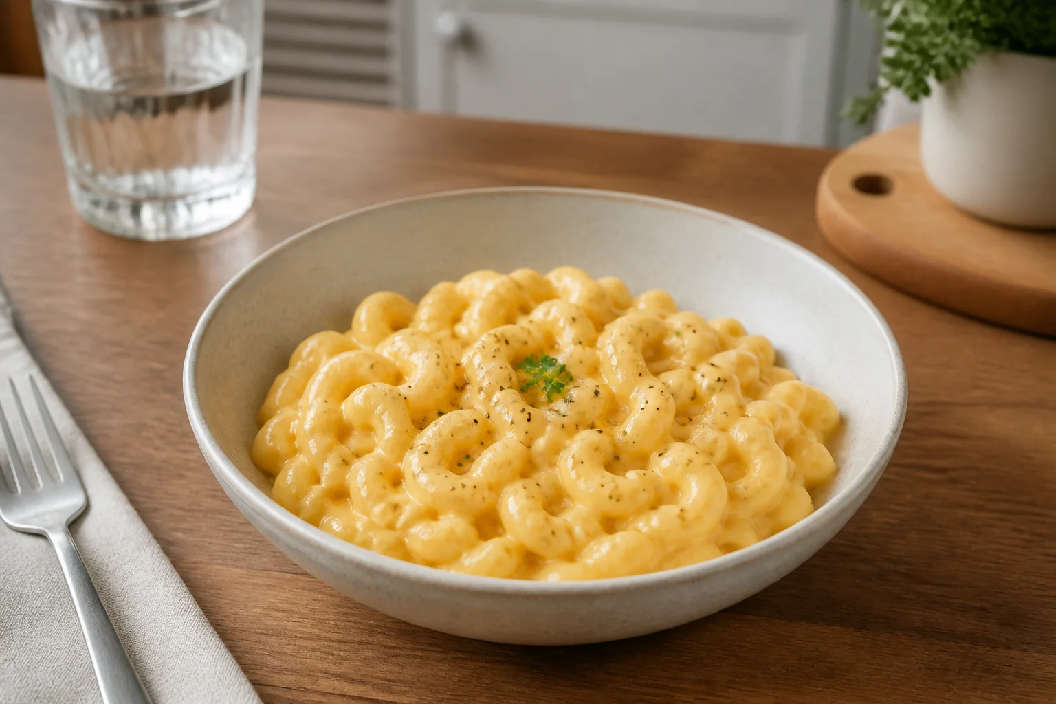 Creamy stovetop macaroni and cheese in a bowl