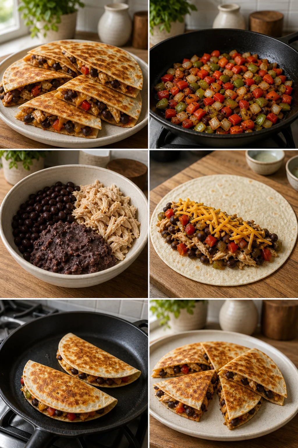 Finished lighter home-cooked Quesadillas