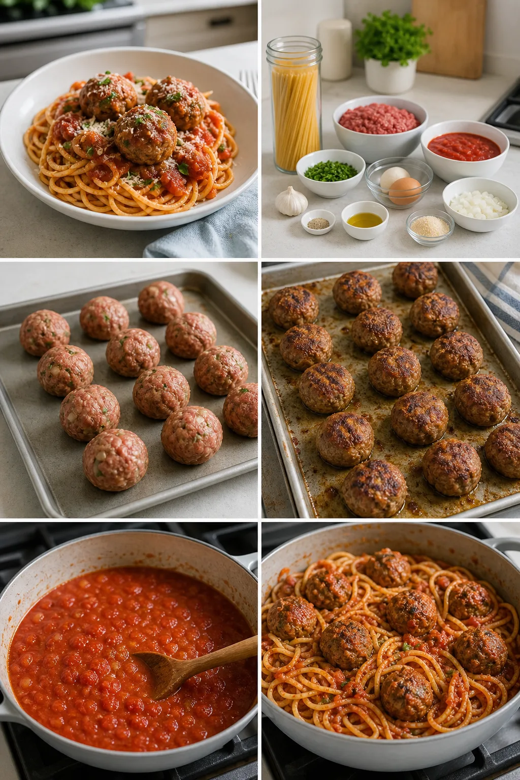 Finished lighter home-cooked Spaghetti and Meatballs