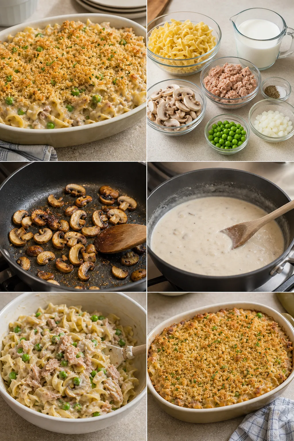 Finished lighter home-cooked Tuna Casserole