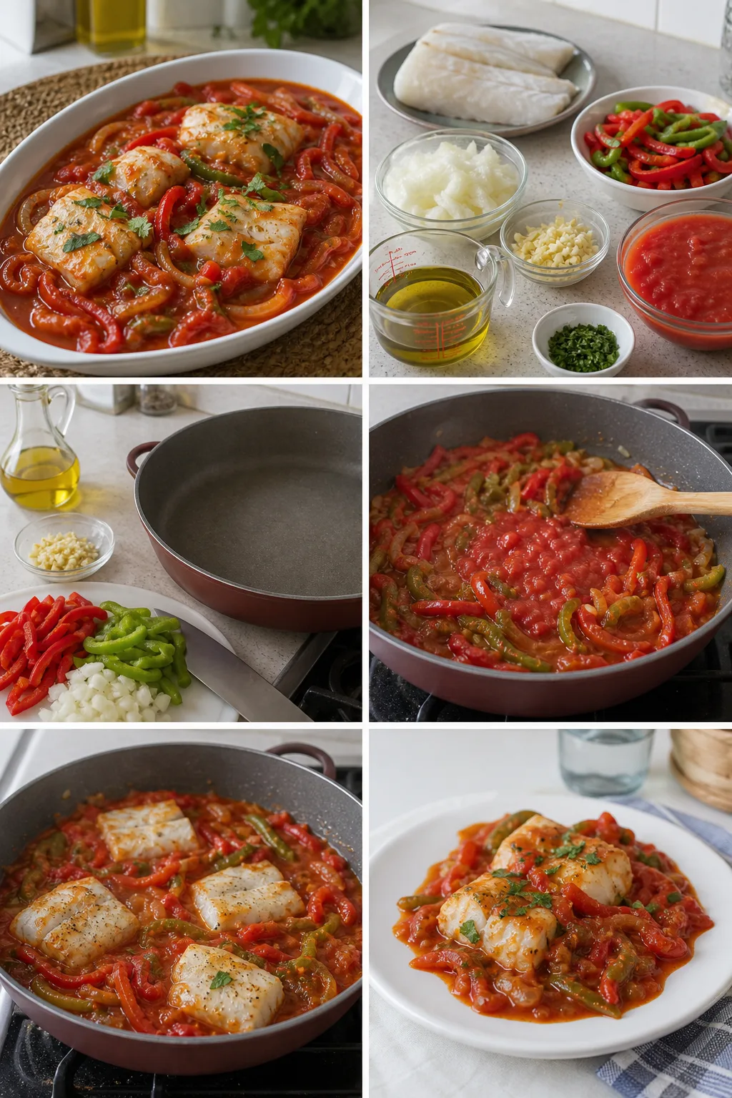 Bacalao con tomate casero español en versión más ligera