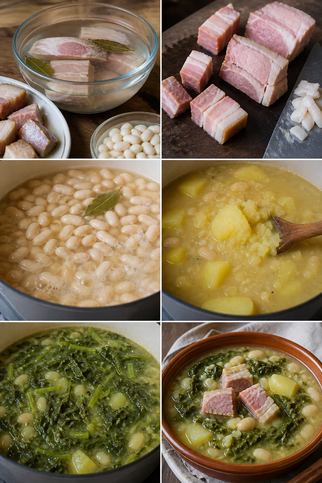 Caldo gallego español en una versión equilibrada listo para servir