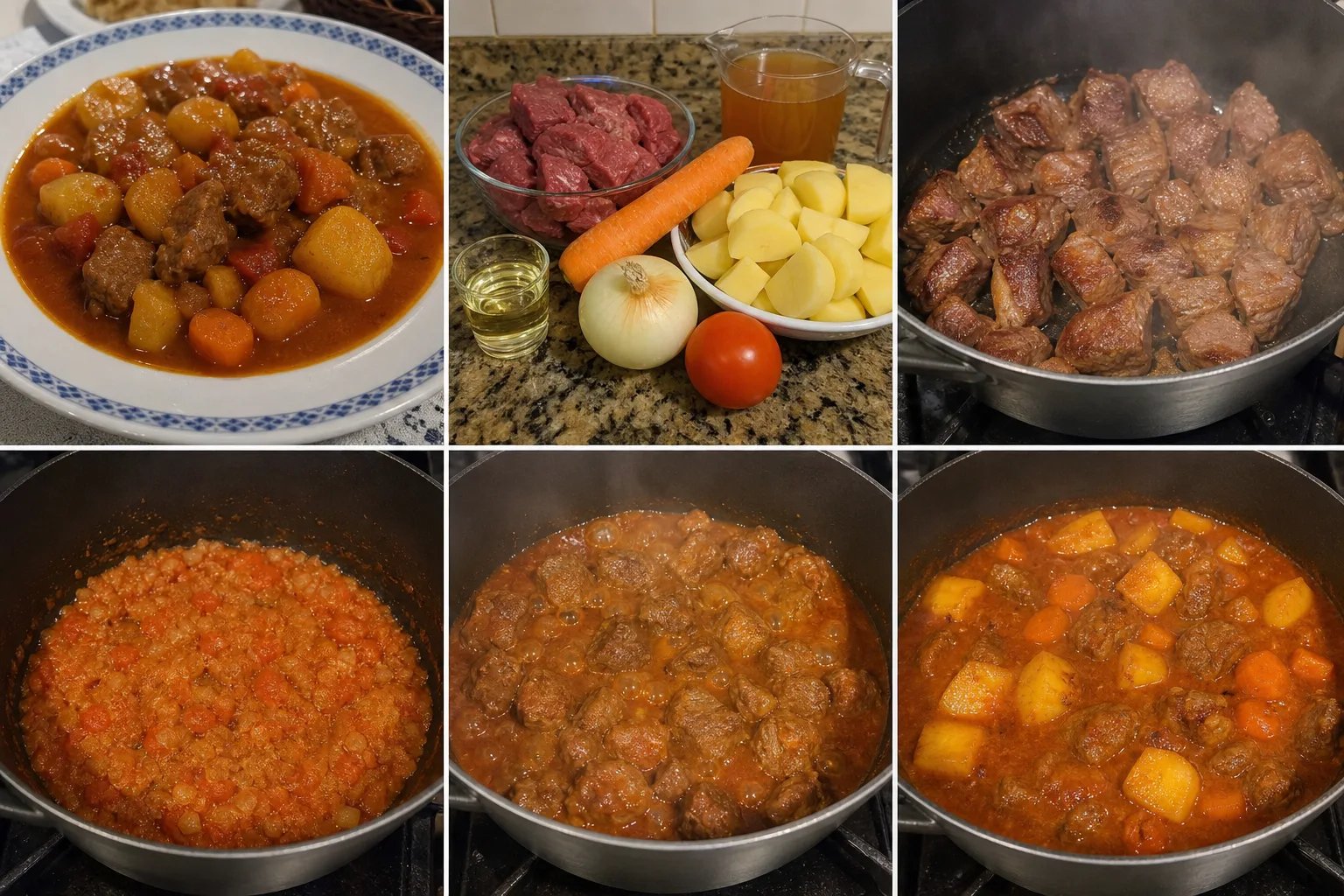 Carne guisada con patatas casero terminado con una presentación realista