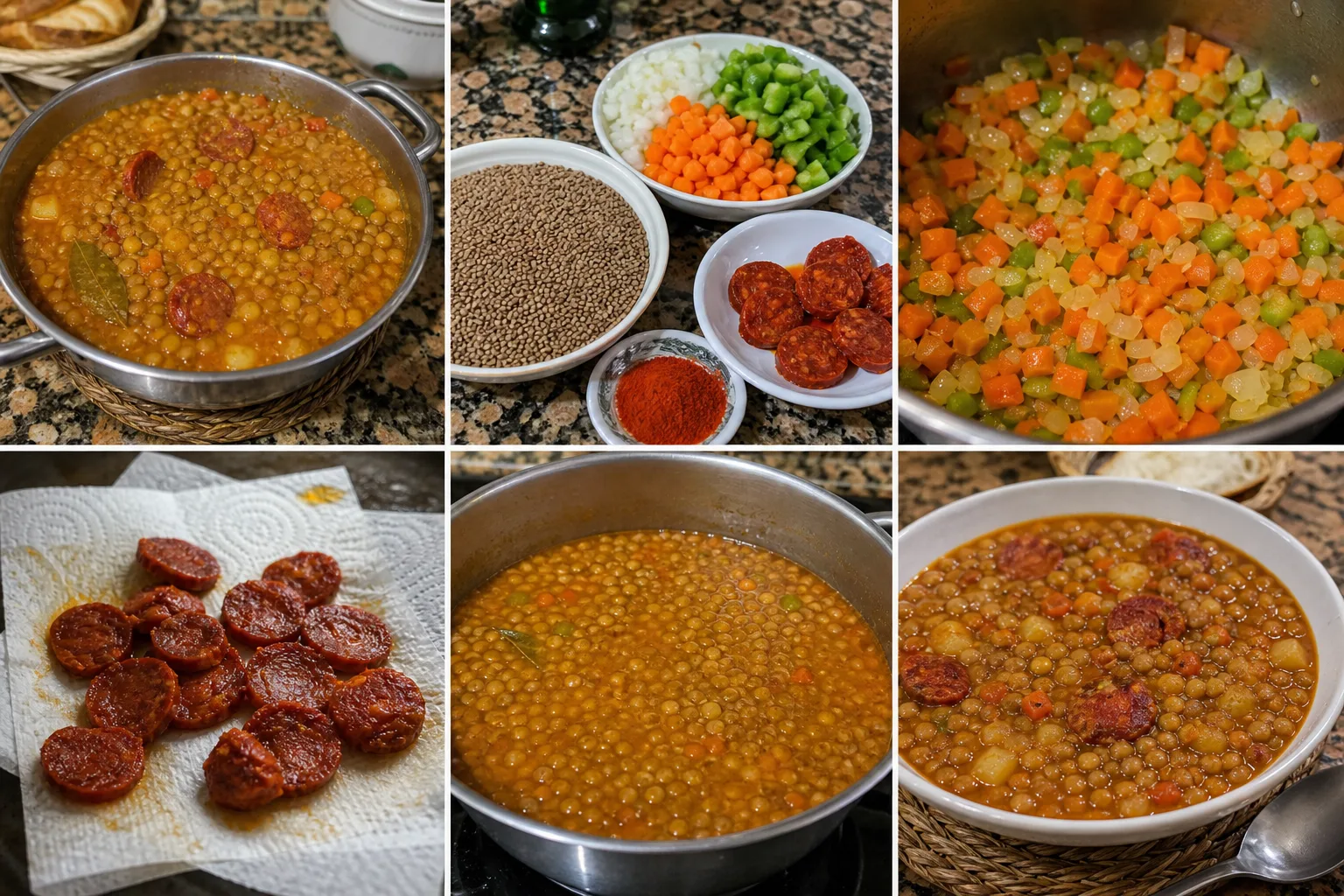 Lentejas con chorizo casero terminado con una presentación realista