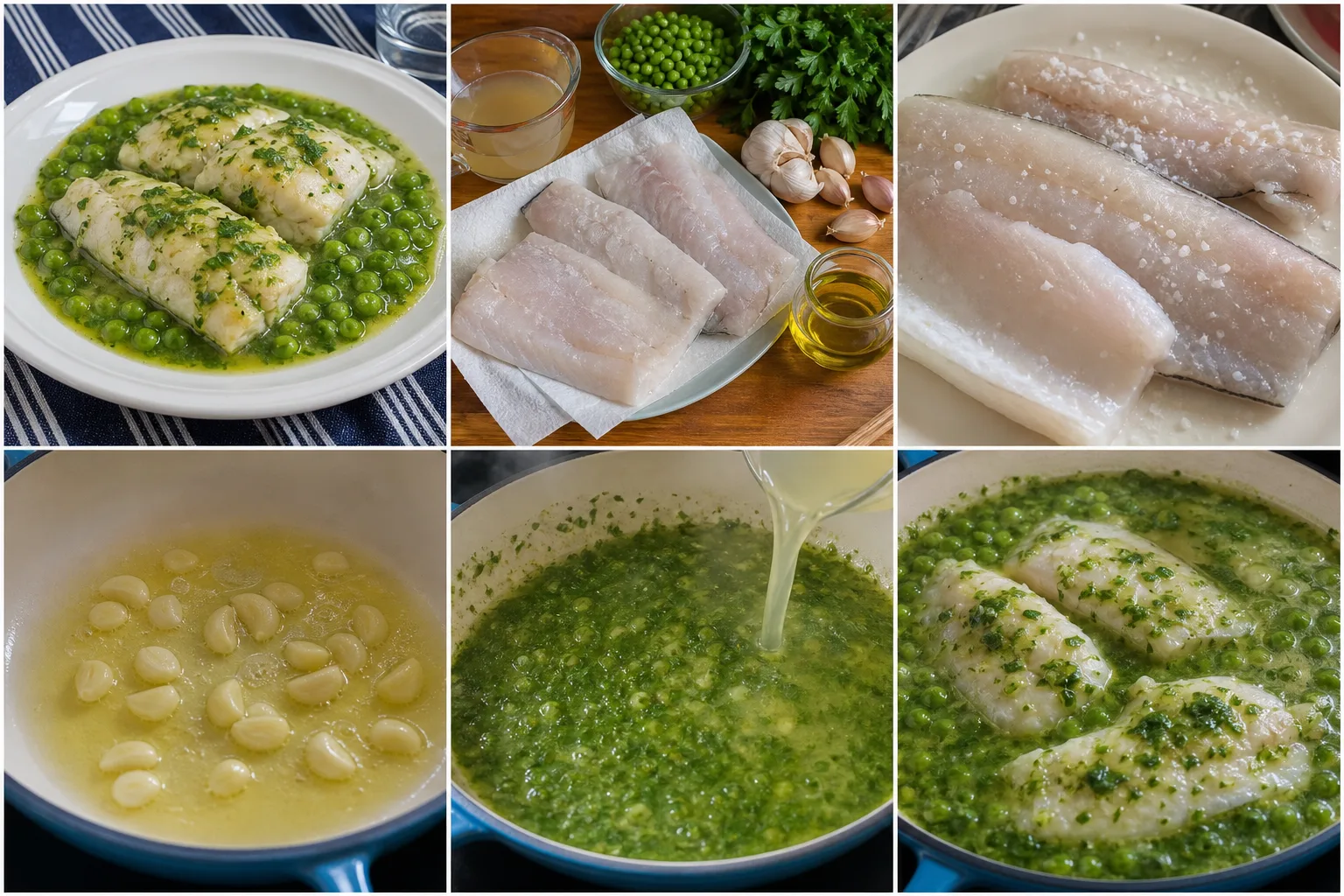 Merluza en salsa verde casero terminado con una presentación realista