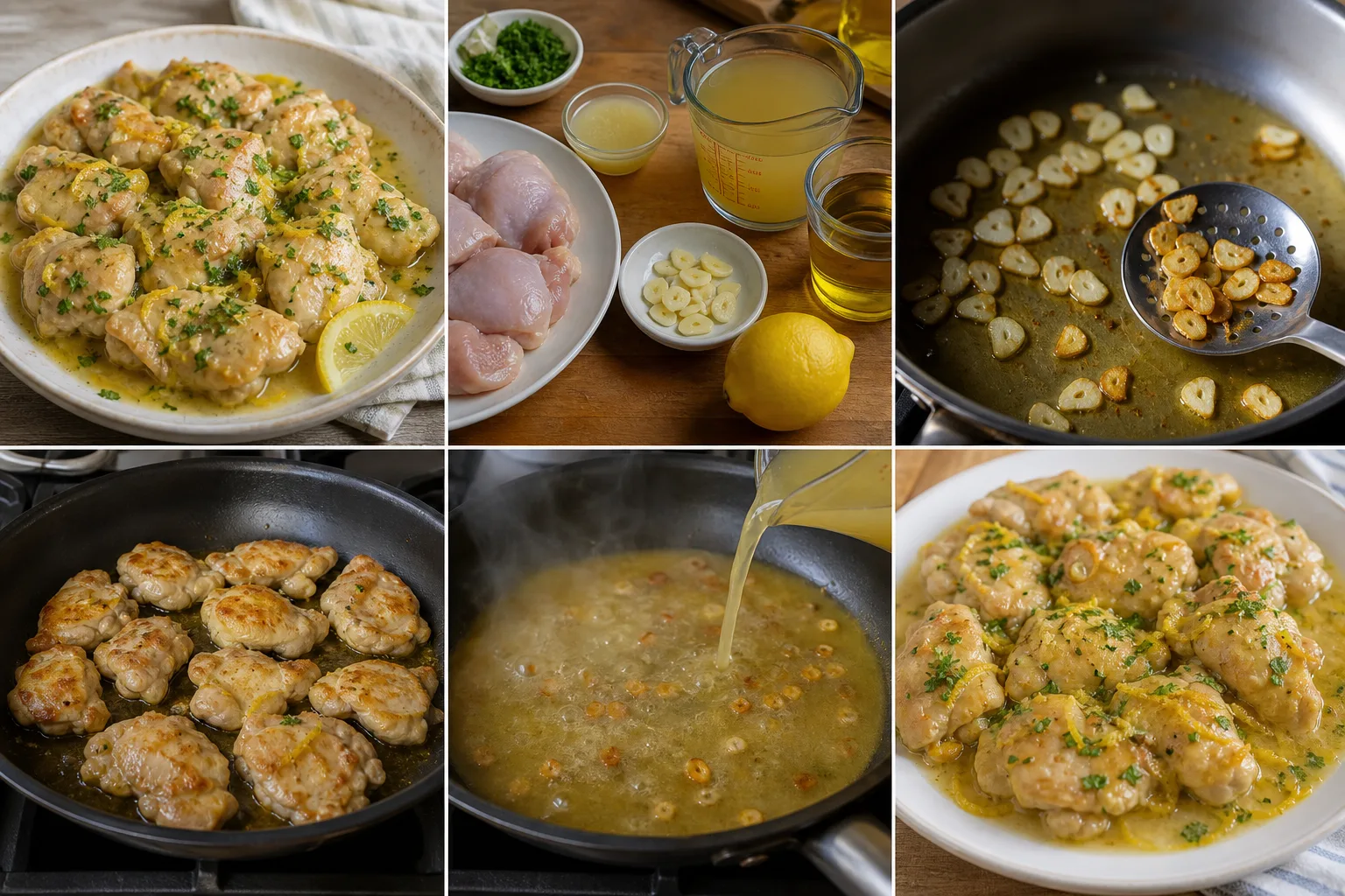 Pollo al ajillo casero terminado con una presentación realista