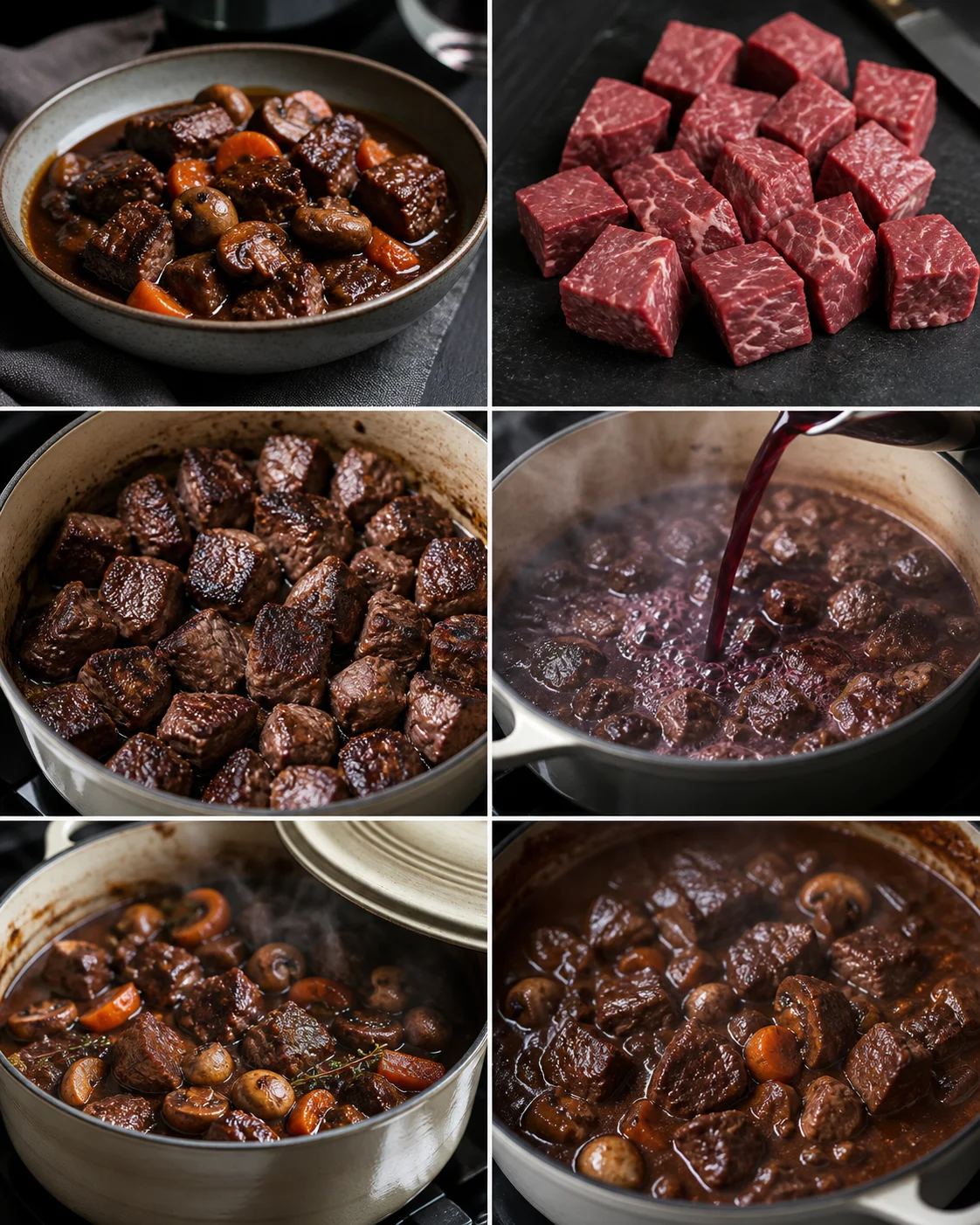 Plat français allégé Bœuf bourguignon prêt à servir