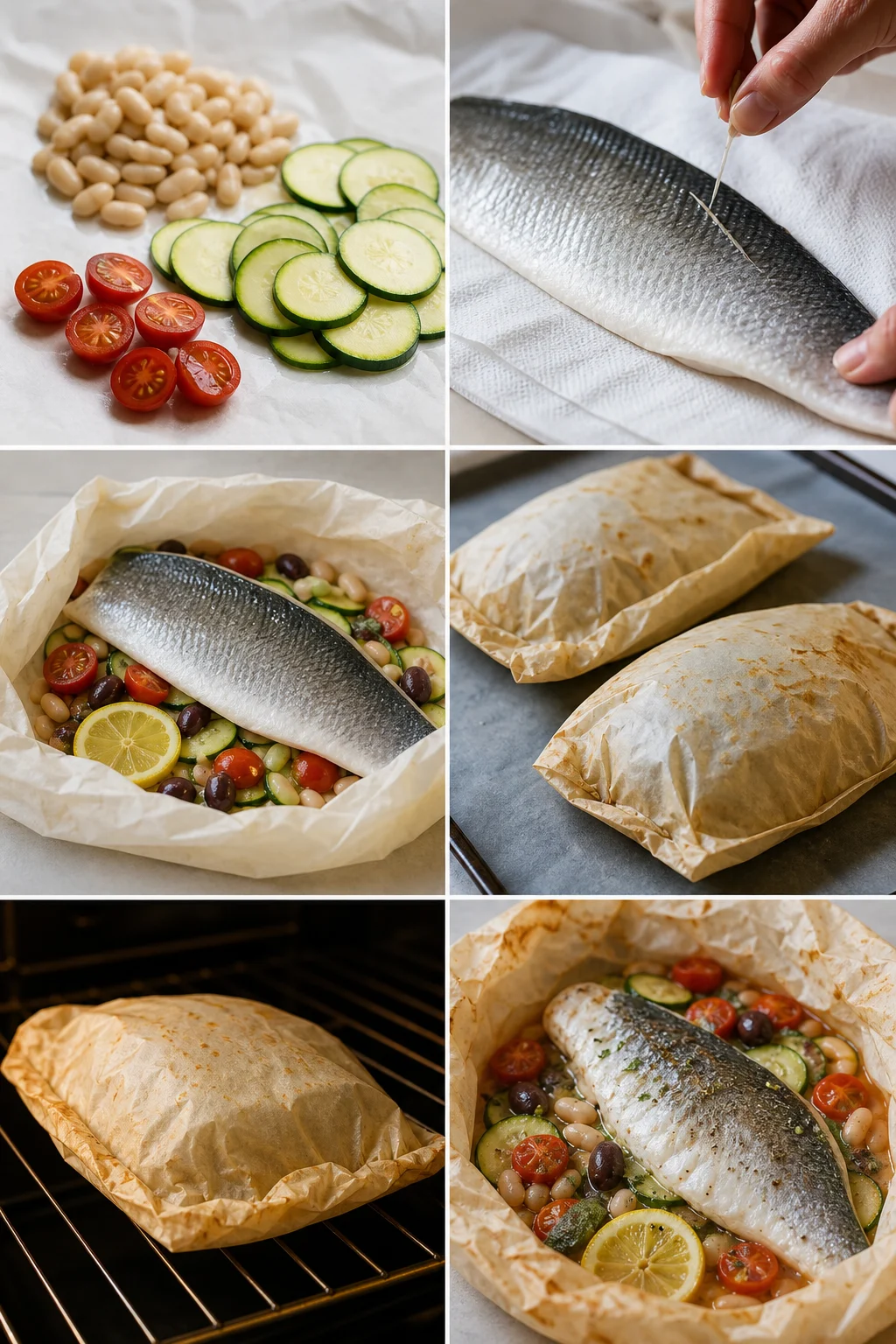 Branzino al cartoccio italiano in versione equilibrata pronto da servire