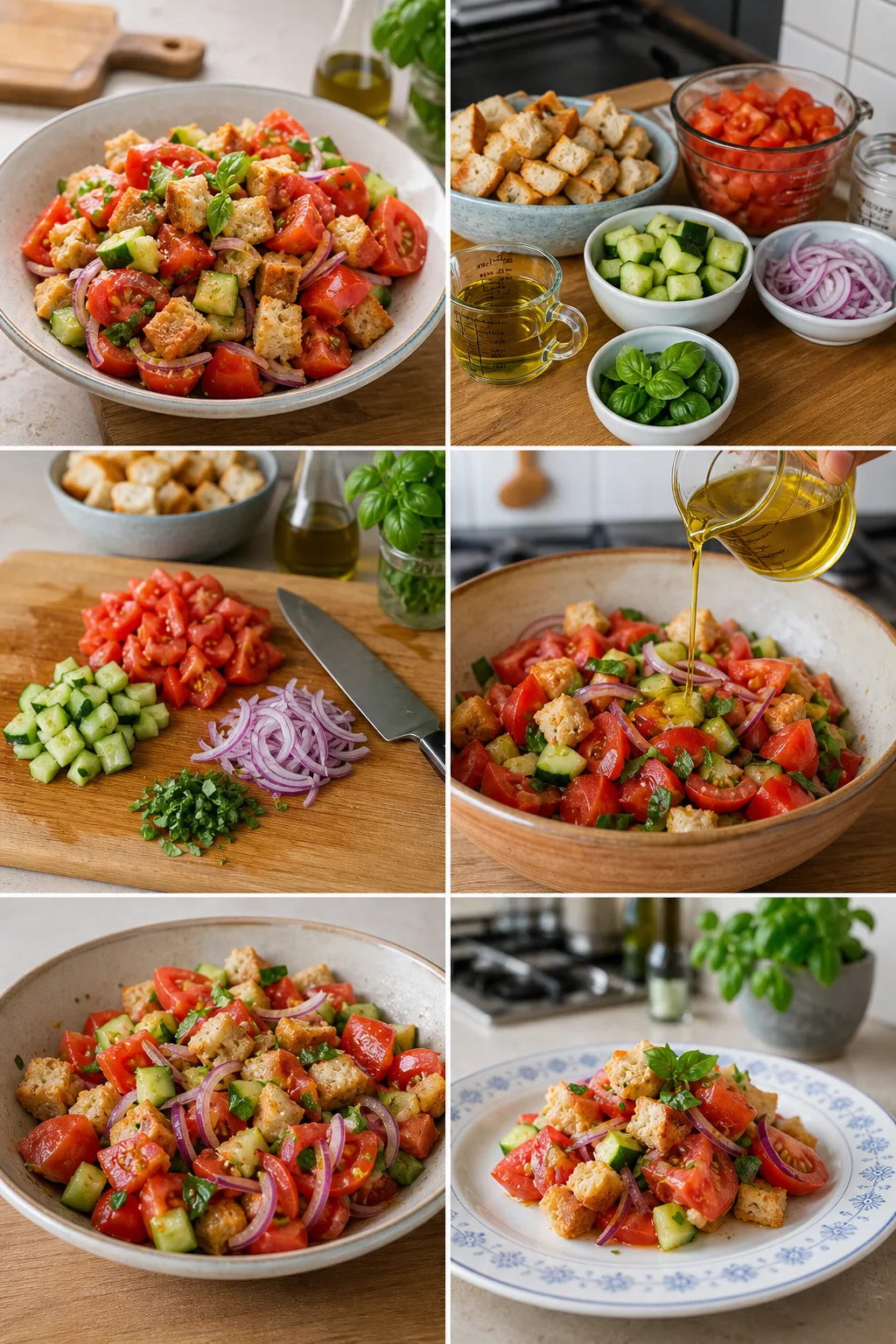 Panzanella italiano casalingo in versione più leggera