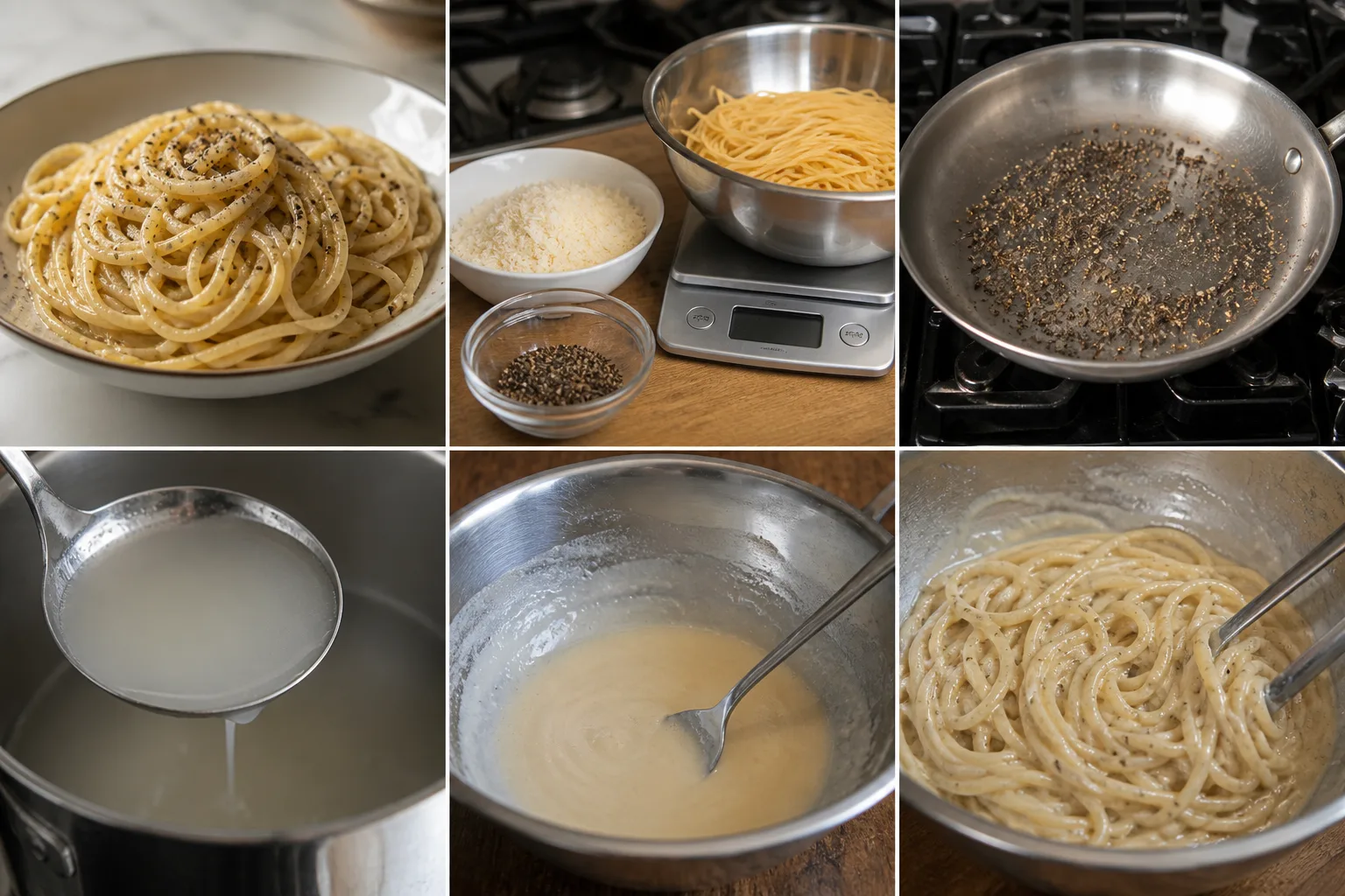 Pasta cacio e pepe casalingo finito, nella versione più leggera