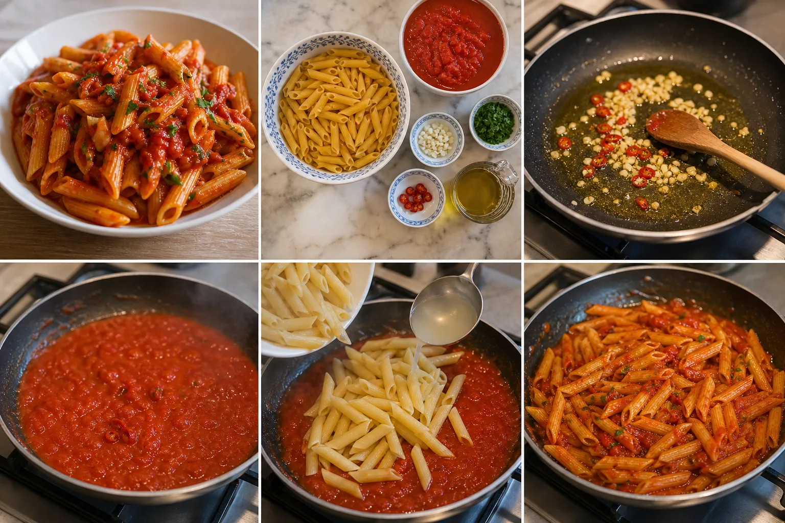 Penne all’arrabbiata casalingo finito, nella versione più leggera