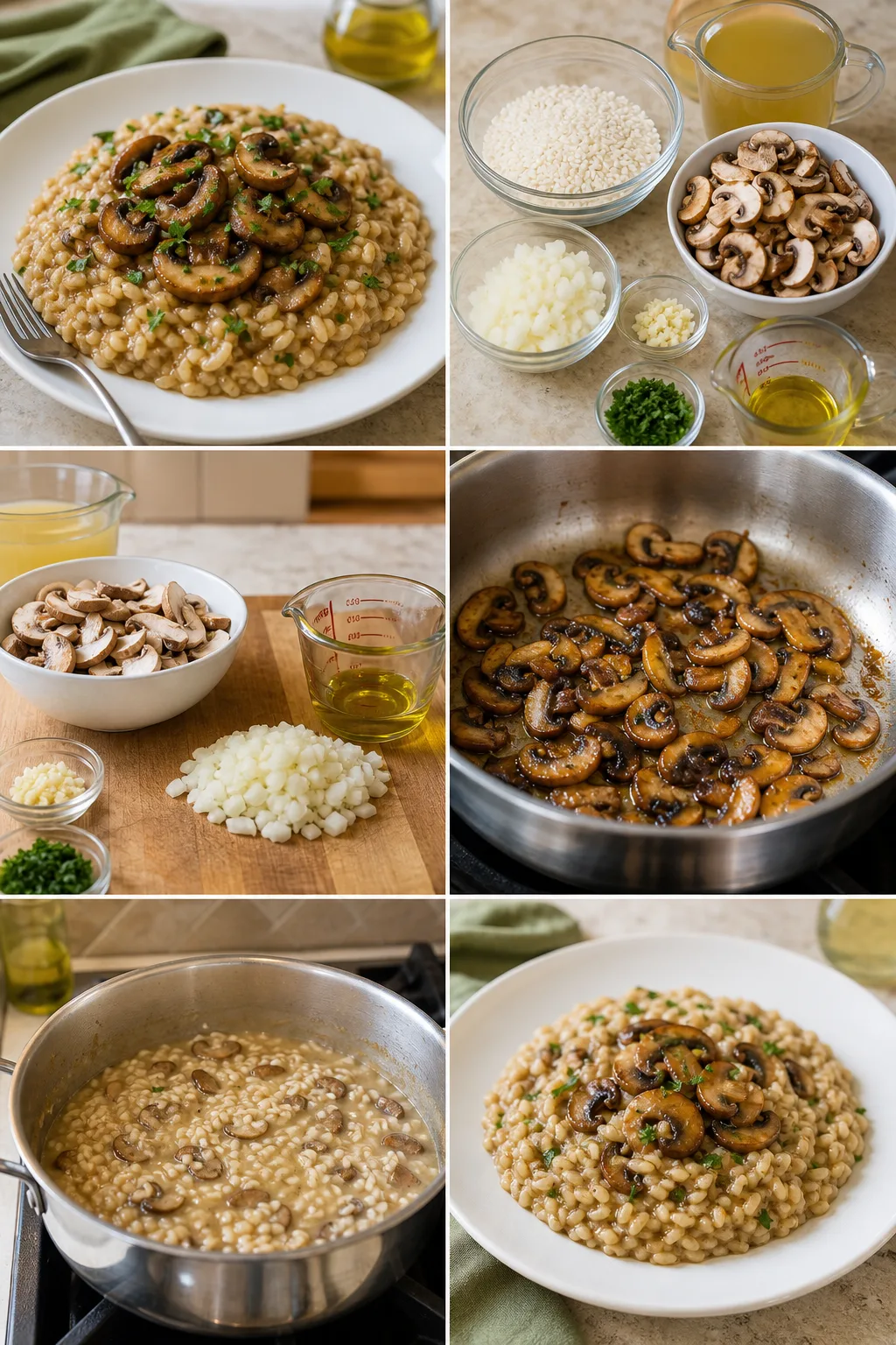 Risotto ai funghi italiano casalingo in versione più leggera