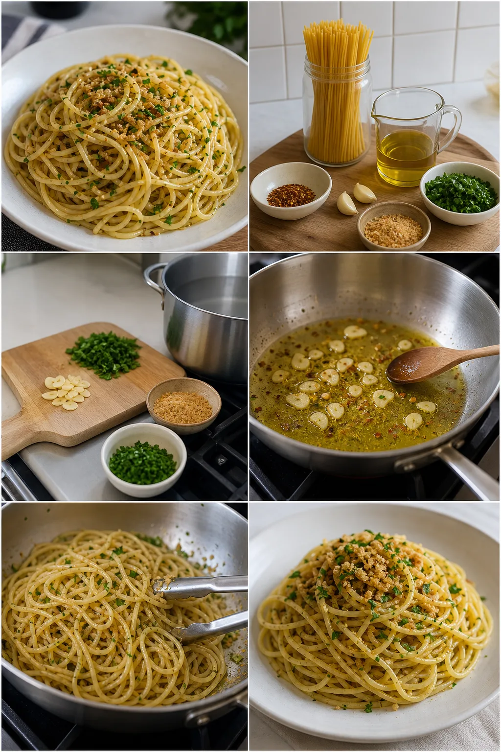 Spaghetti aglio e olio italiano casalingo in versione più leggera
