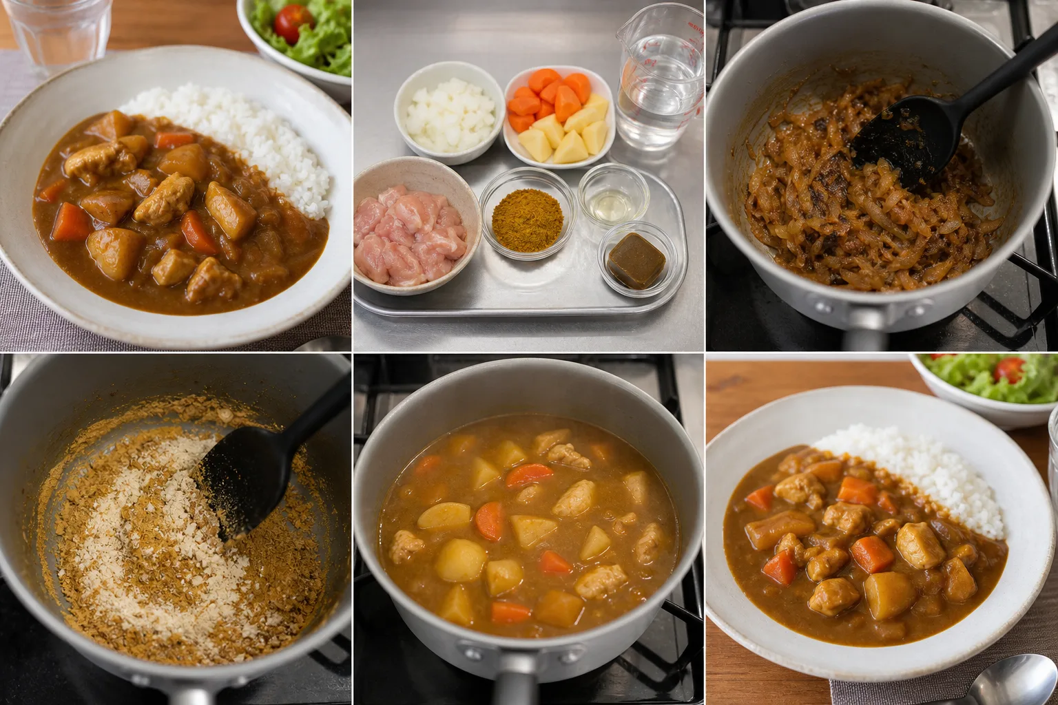 カレーライスを家庭で軽やかに仕上げた完成写真