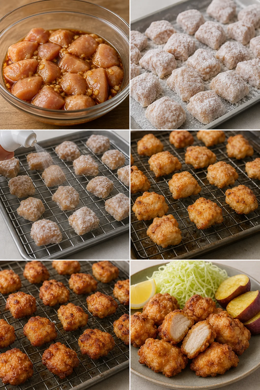 食べやすく整えた日本料理の唐揚げの完成例